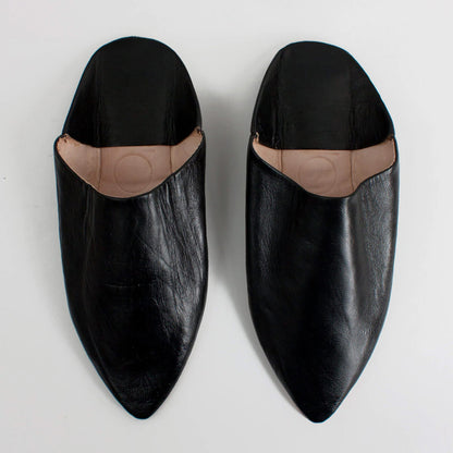 Handmade Black Moroccan Babouche Men's Slippers – Traditional Leather Shoes from Marrakech