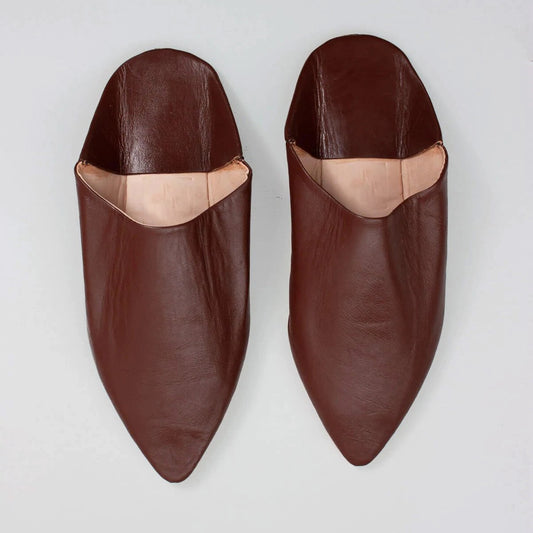 Handmade Brown Moroccan Babouche Men's Slippers – Traditional Leather Shoes from Marrakech