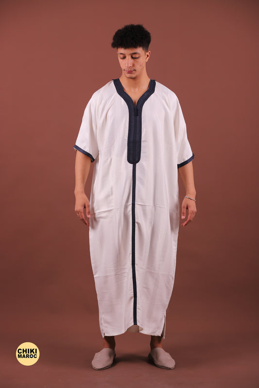 Elegant White Moroccan Thobe for Men - Traditional Garment