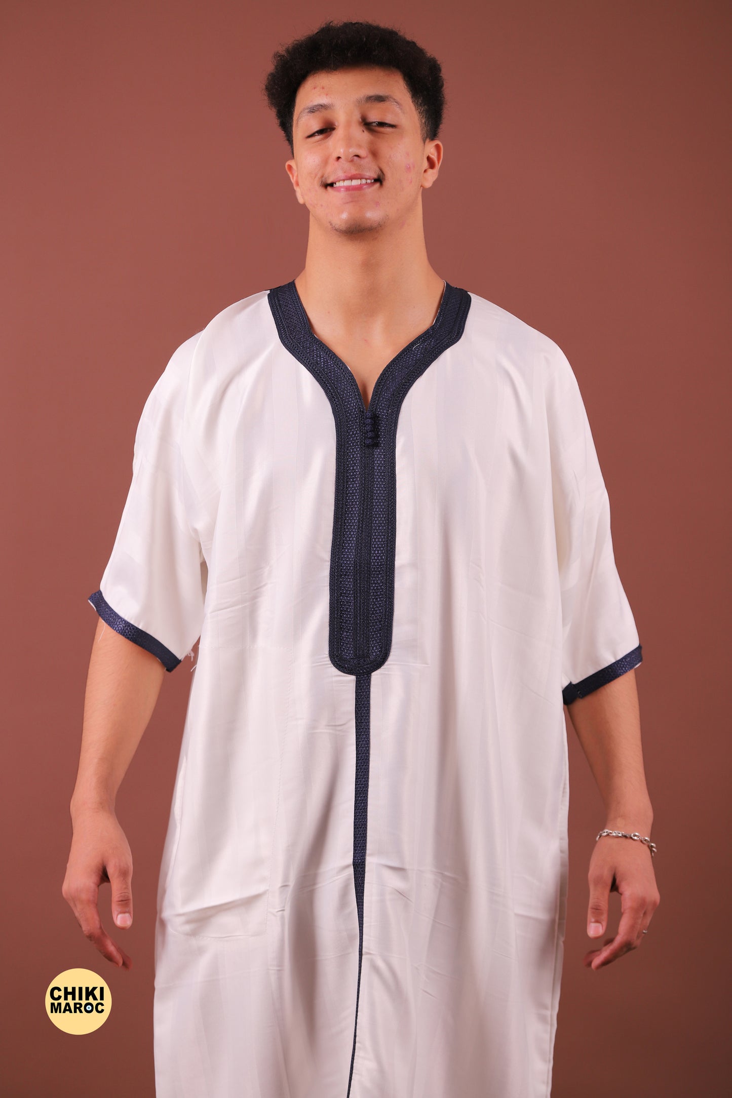 Elegant White Moroccan Thobe for Men - Traditional Garment