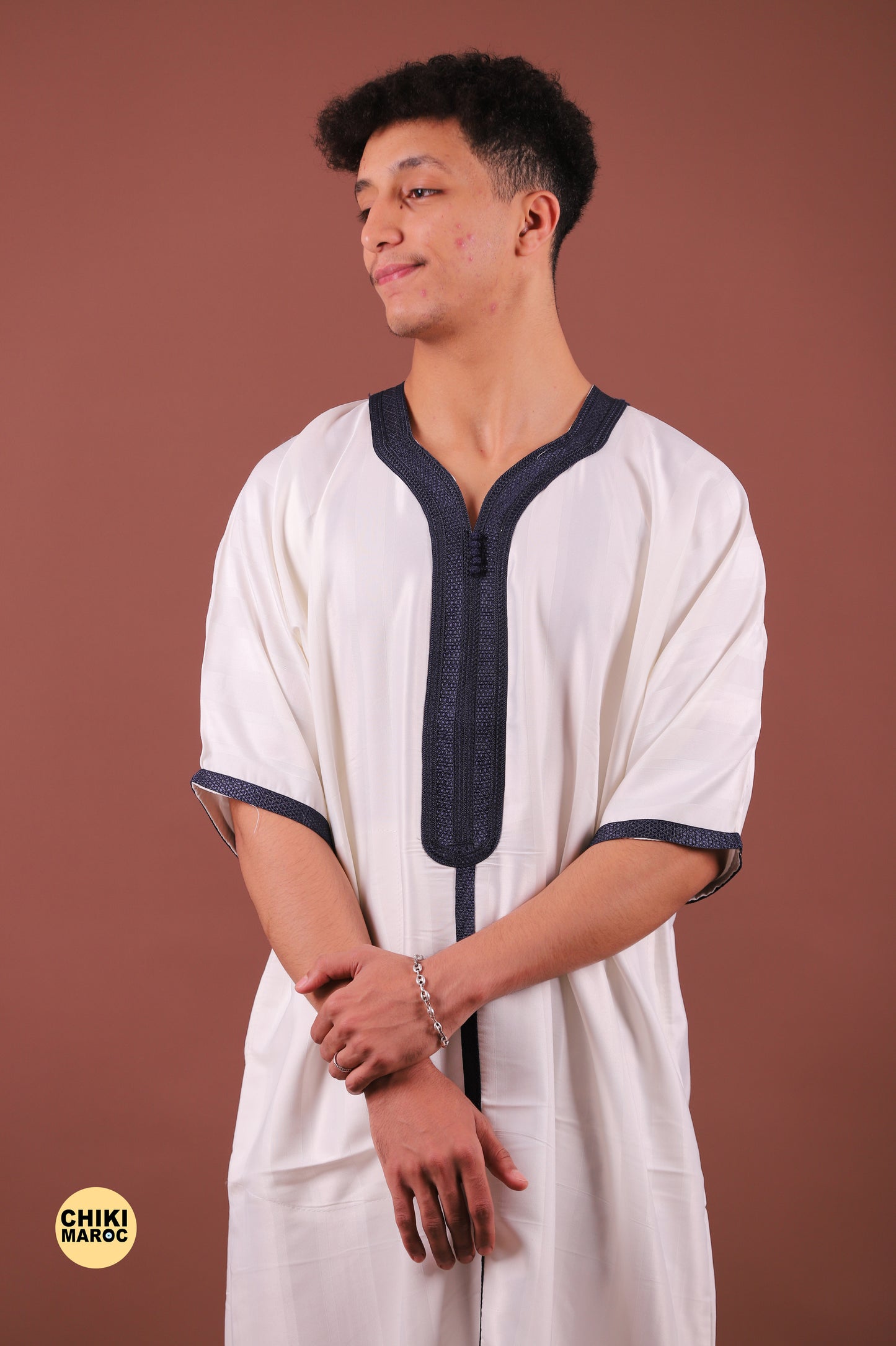 Elegant White Moroccan Thobe for Men - Traditional Garment