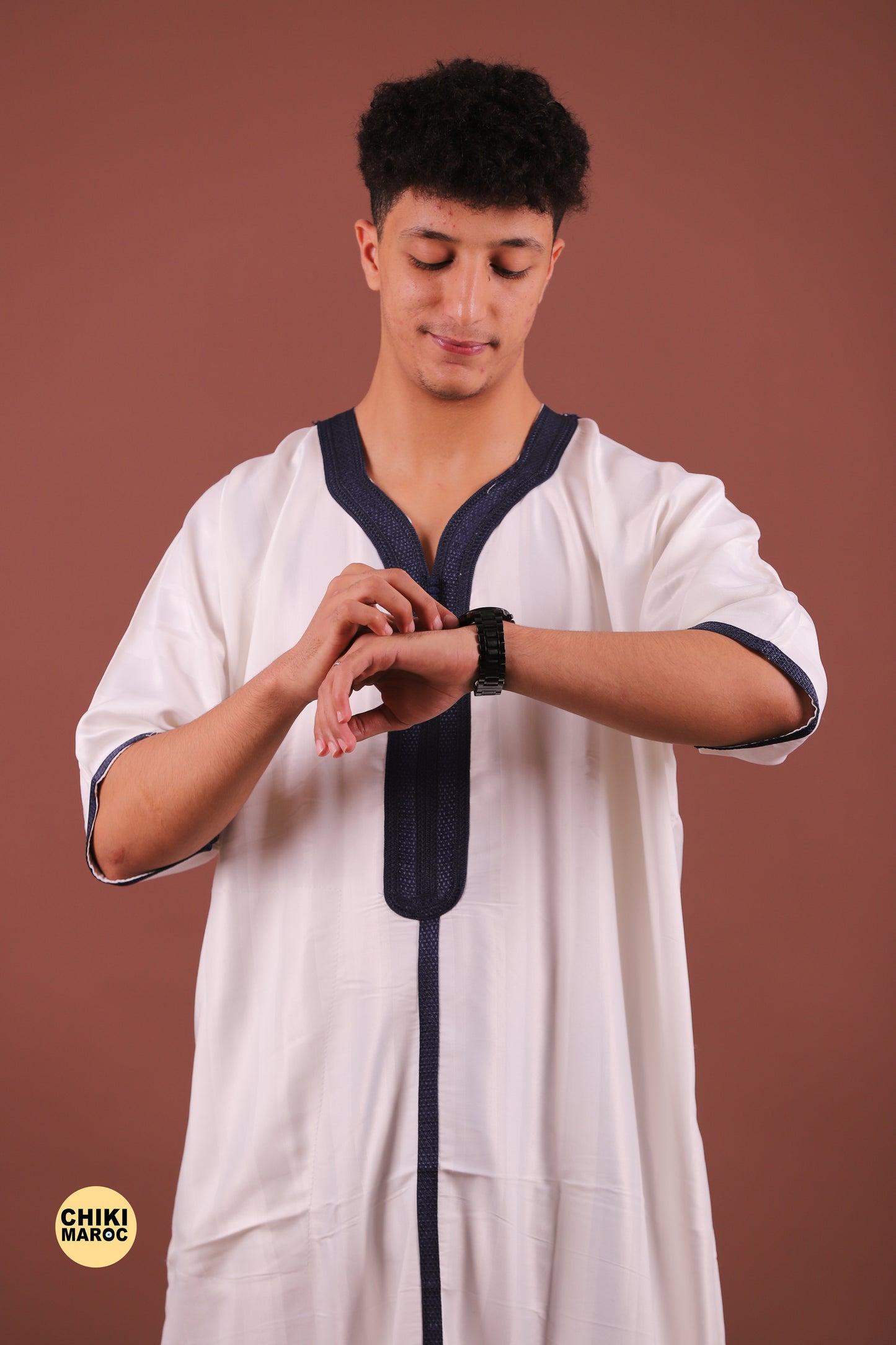 Elegant White Moroccan Thobe for Men - Traditional Garment