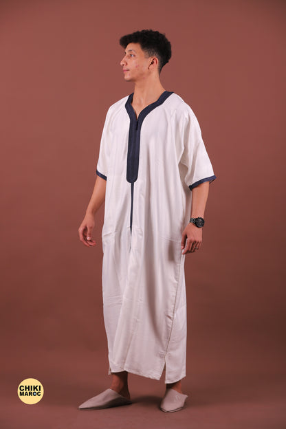 Elegant White Moroccan Thobe for Men - Traditional Garment