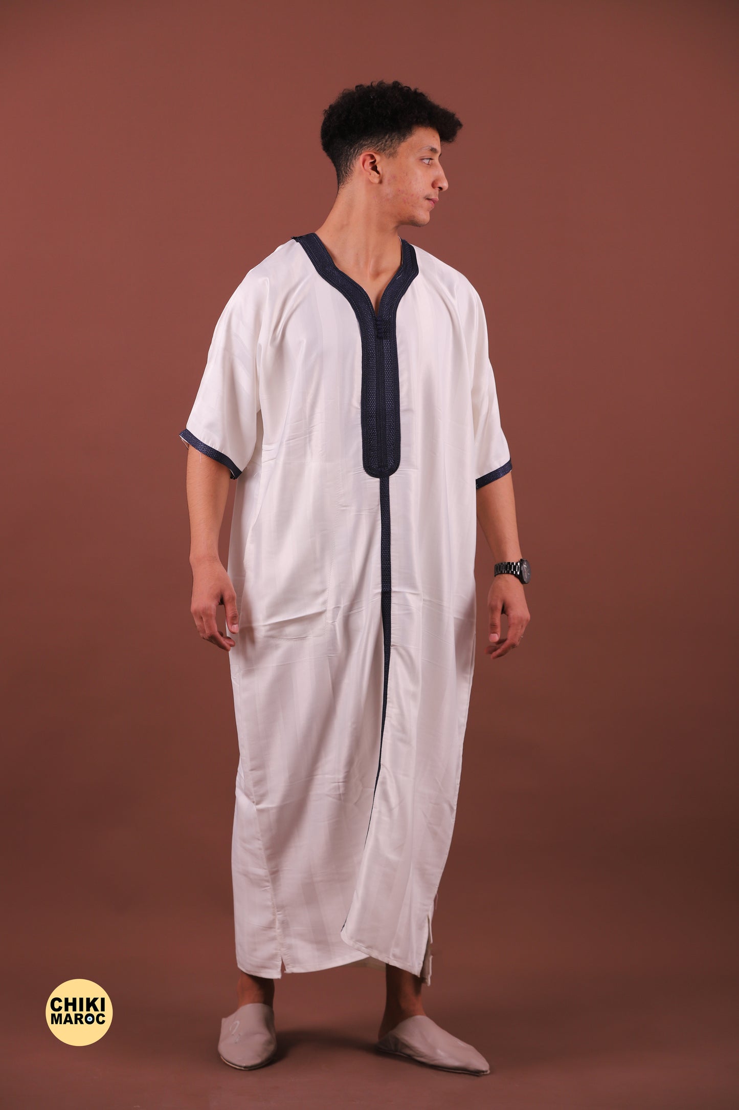 Elegant White Moroccan Thobe for Men - Traditional Garment