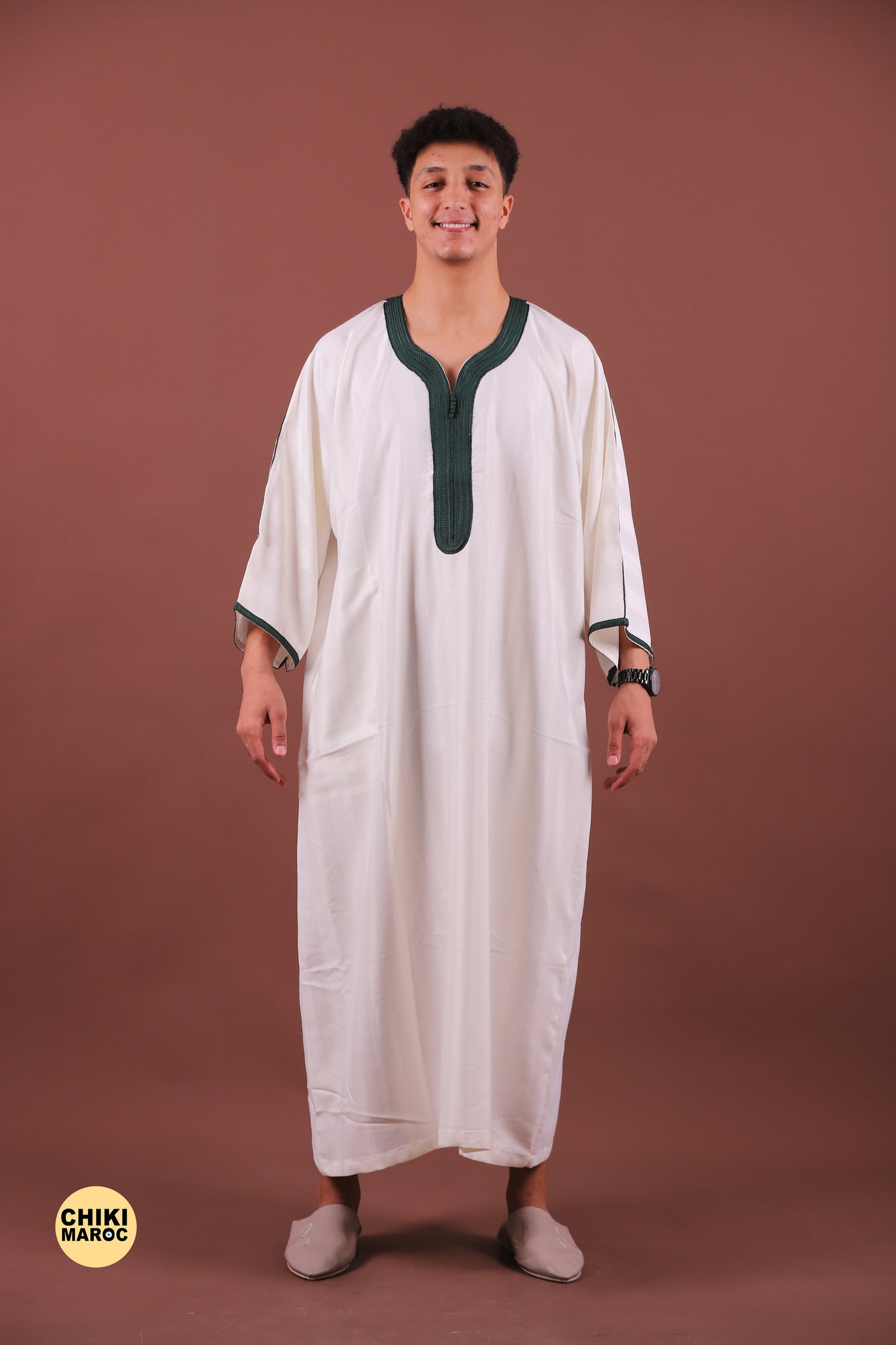 Elegant White Moroccan Thobe for Men - Traditional Garment