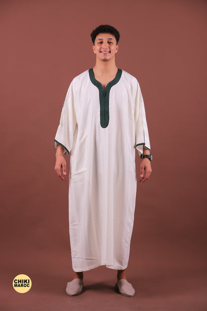 Elegant White Moroccan Thobe for Men - Traditional Garment