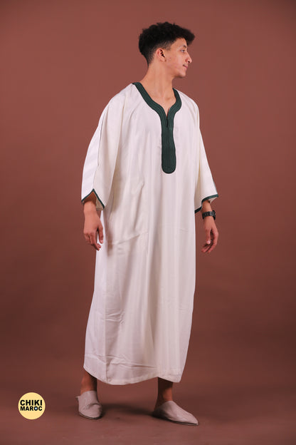 Elegant White Moroccan Thobe for Men - Traditional Garment