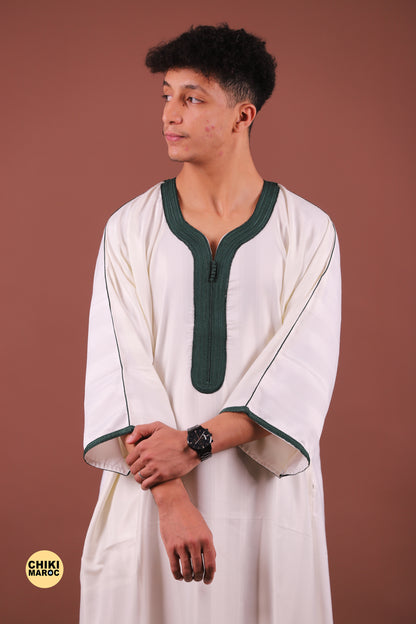 Elegant White Moroccan Thobe for Men - Traditional Garment