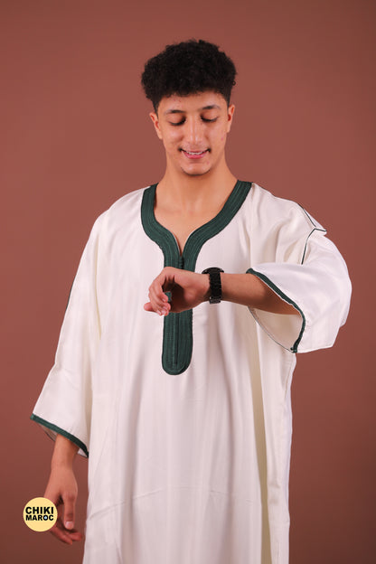 Elegant White Moroccan Thobe for Men - Traditional Garment