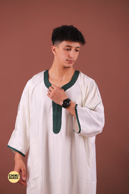 Elegant White Moroccan Thobe for Men - Traditional Garment