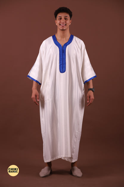 Elegant White Moroccan Thobe for Men - Traditional Garment