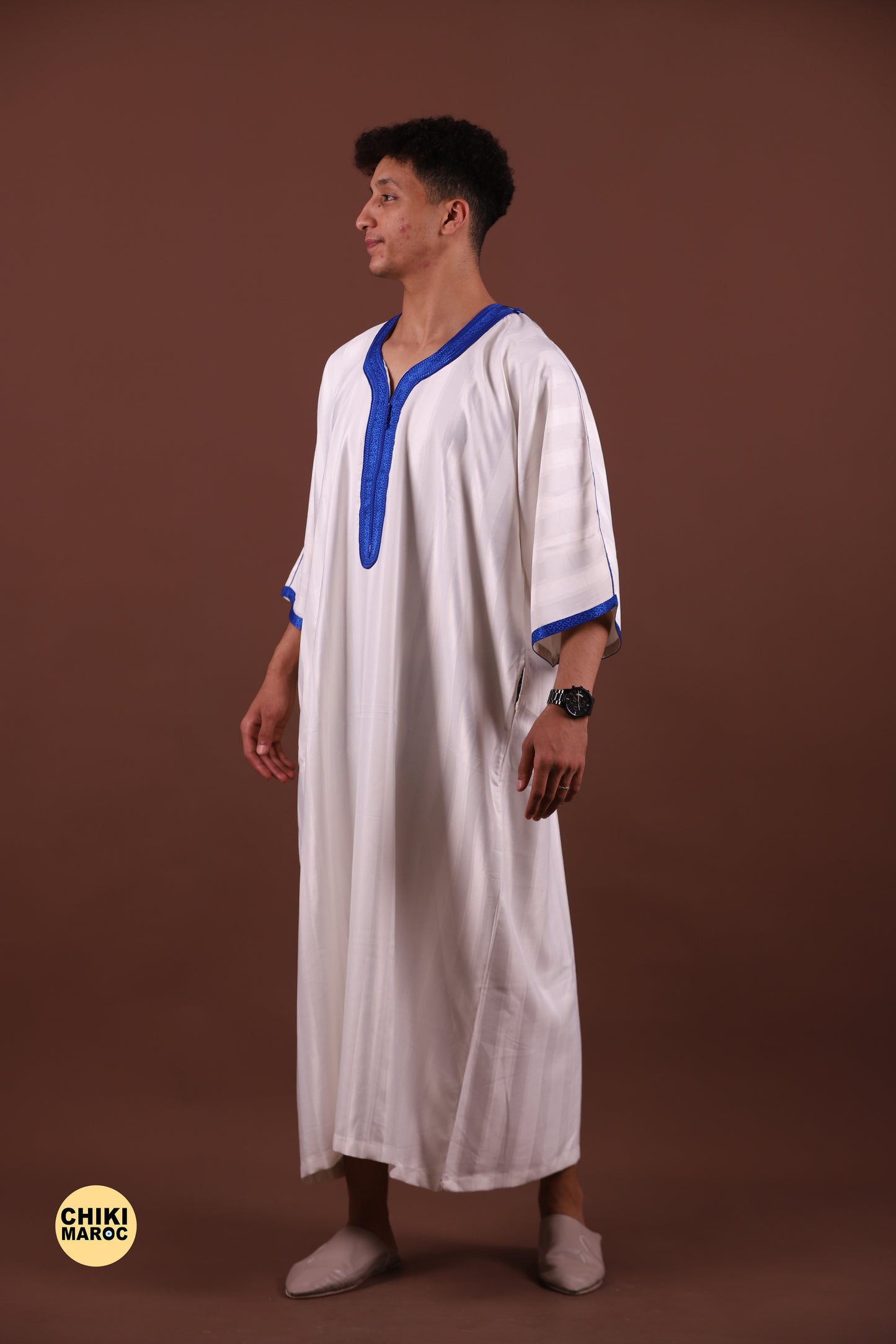 Elegant White Moroccan Thobe for Men - Traditional Garment