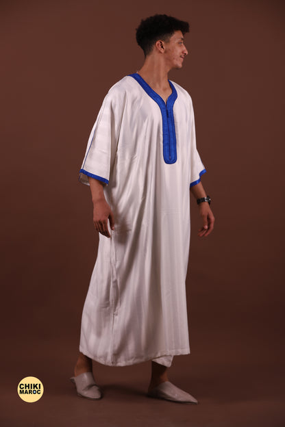 Elegant White Moroccan Thobe for Men - Traditional Garment