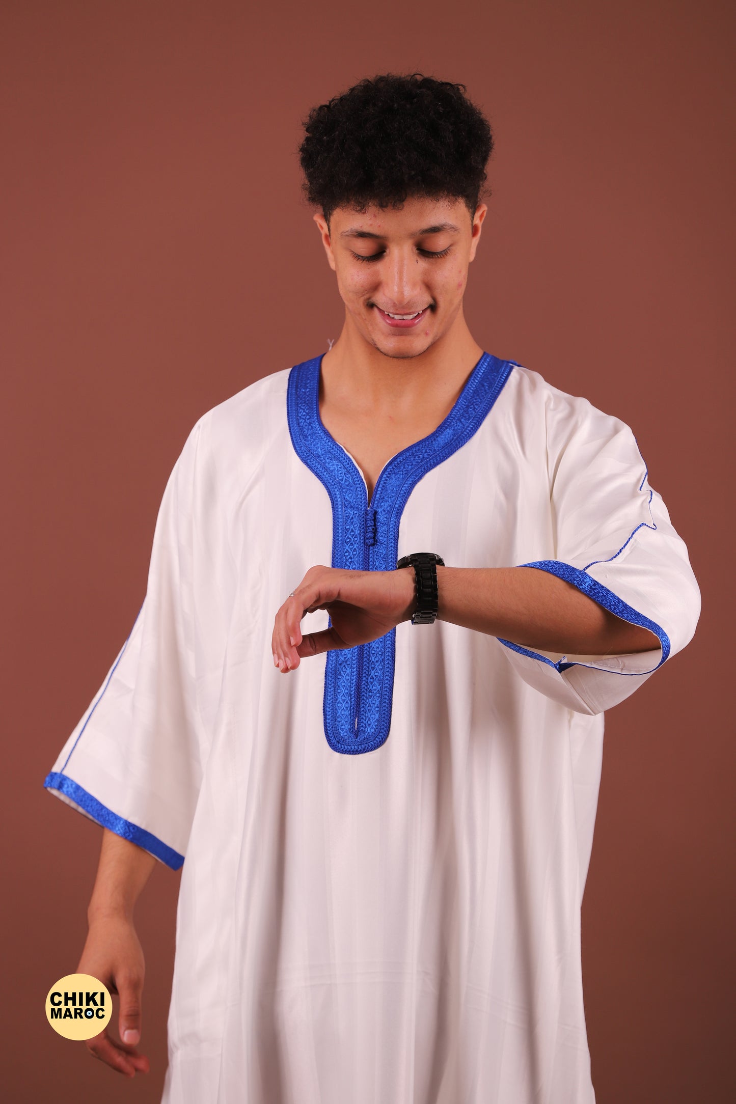 Elegant White Moroccan Thobe for Men - Traditional Garment