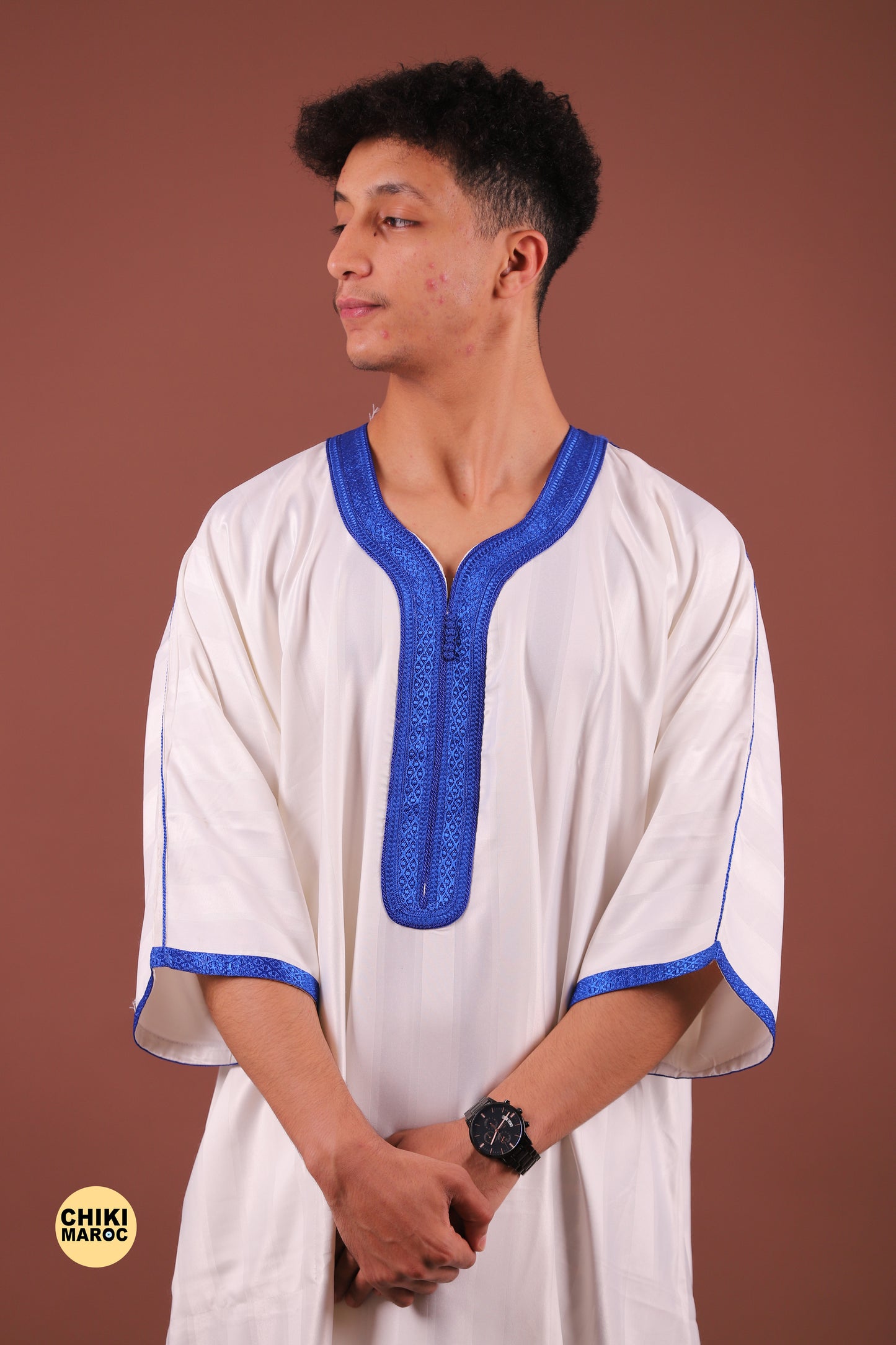 Elegant White Moroccan Thobe for Men - Traditional Garment