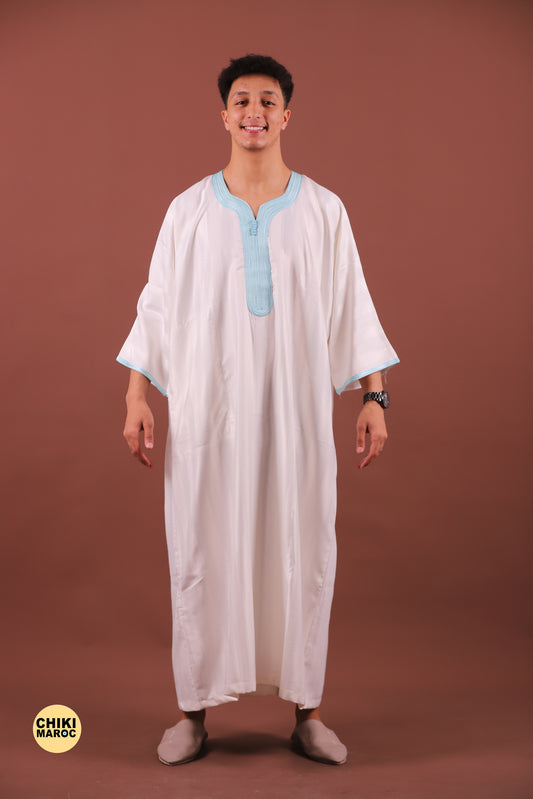 Elegant White Moroccan Thobe for Men - Traditional Garment