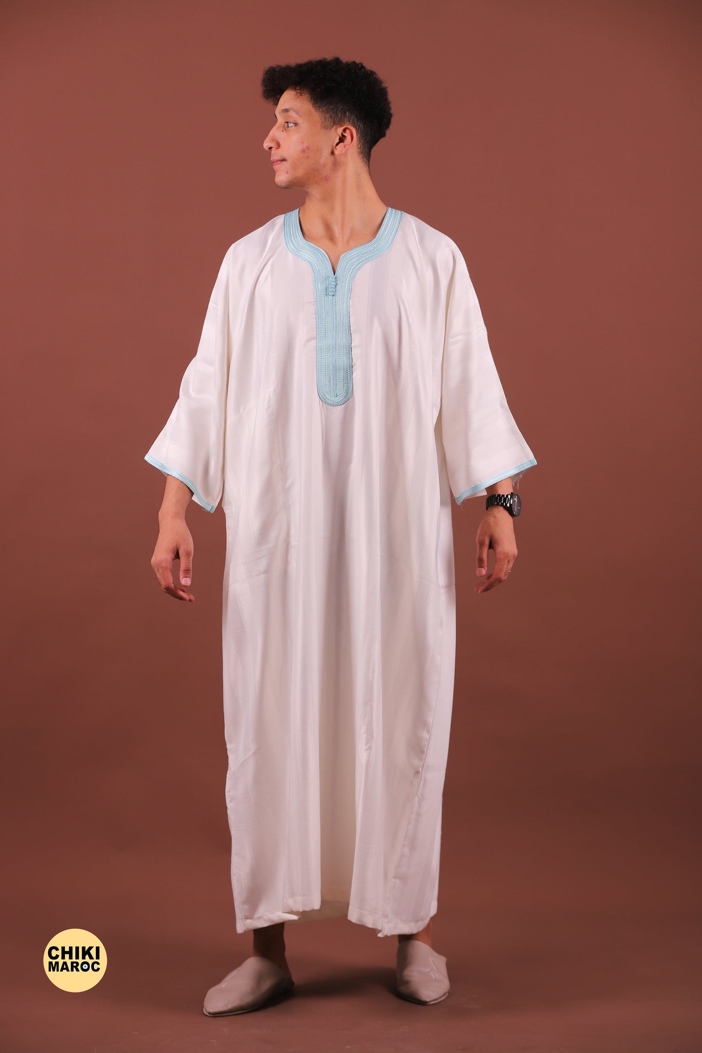 Elegant White Moroccan Thobe for Men - Traditional Garment