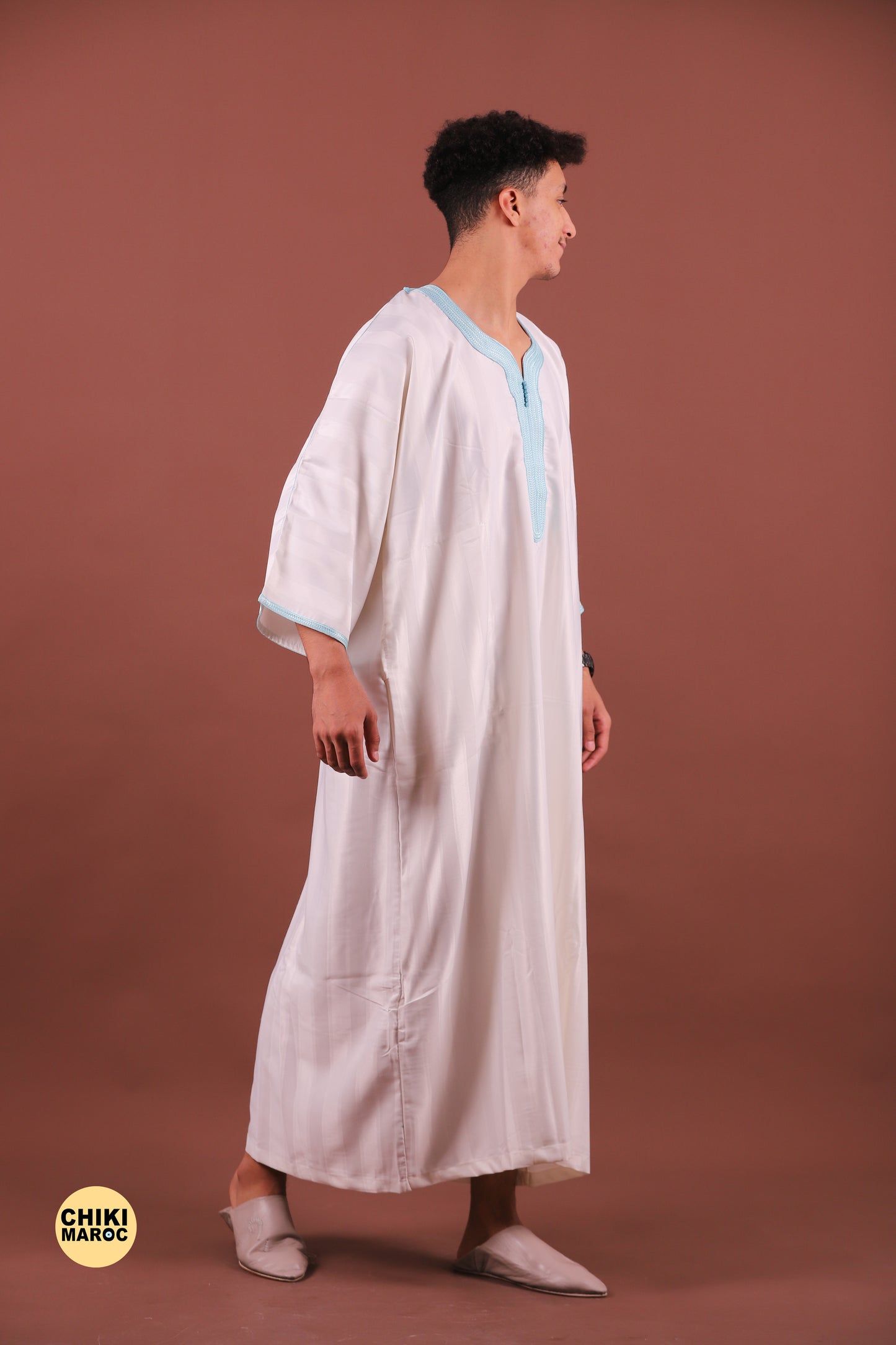 Elegant White Moroccan Thobe for Men - Traditional Garment