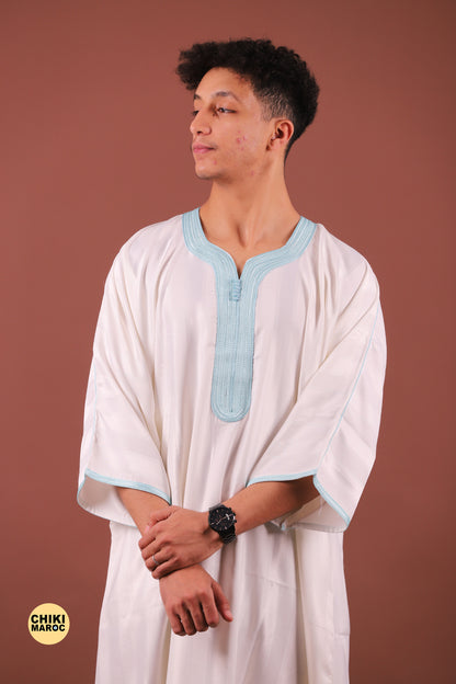 Elegant White Moroccan Thobe for Men - Traditional Garment