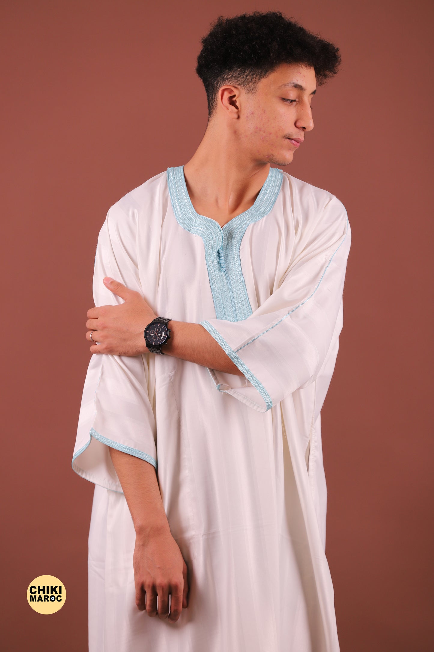 Elegant White Moroccan Thobe for Men - Traditional Garment