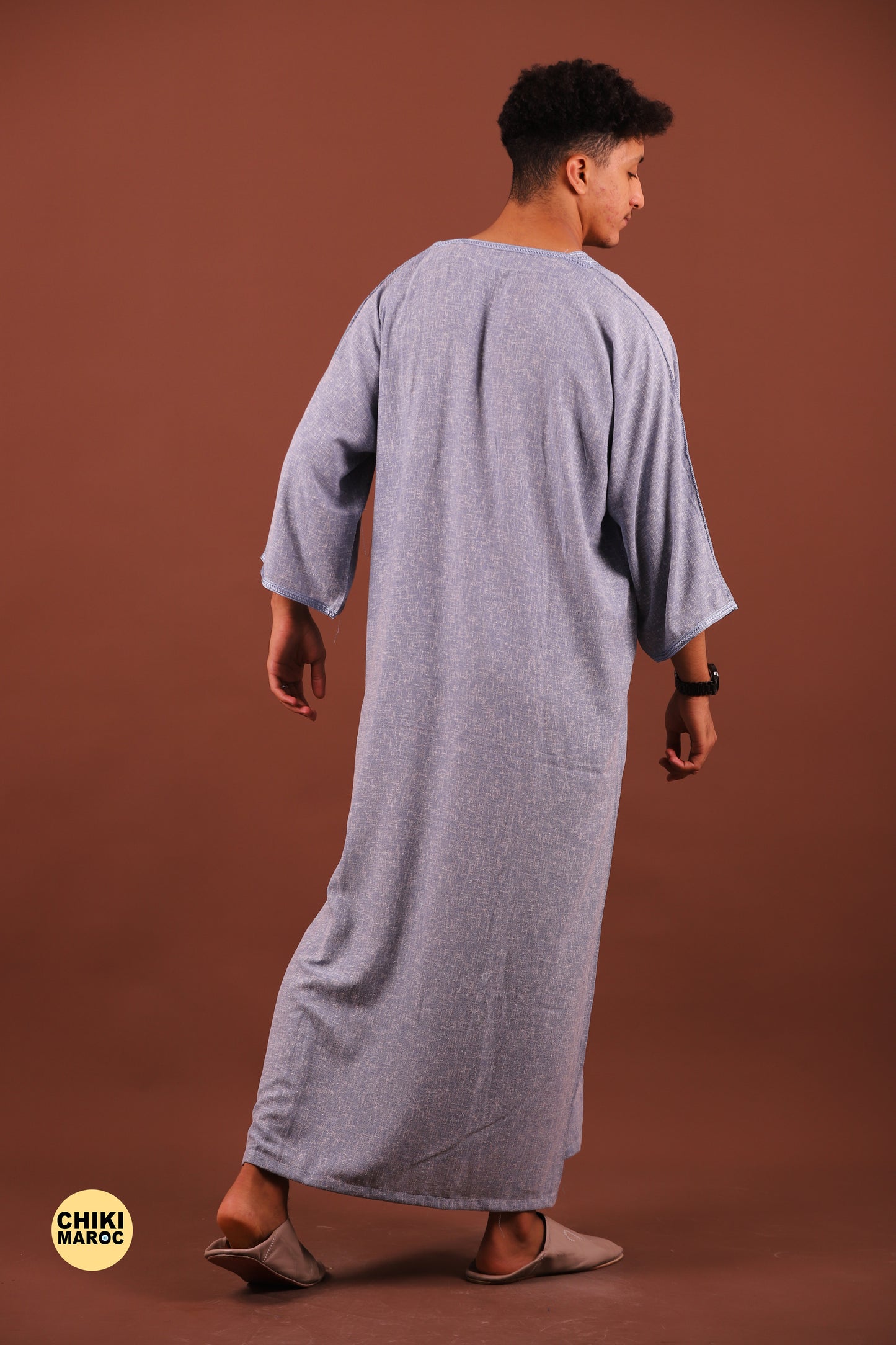 Elegant sky-Blue Moroccan Thobe, Muslim Kaftan for Men