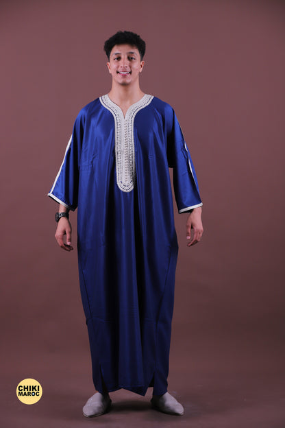 Blue & Grey Moroccan Thobe for Men - Traditional & Stylish