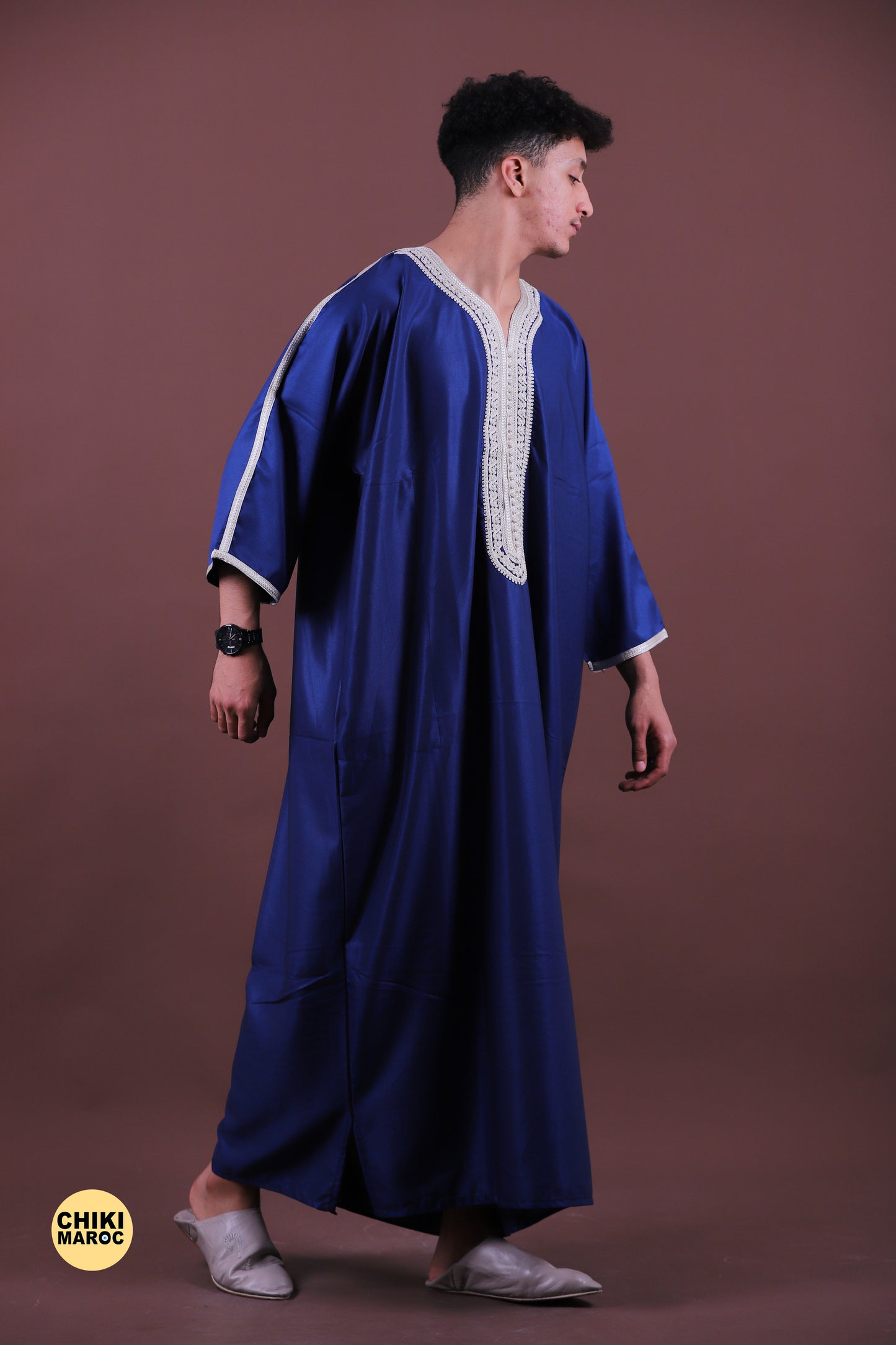 Blue & Grey Moroccan Thobe for Men - Traditional & Stylish