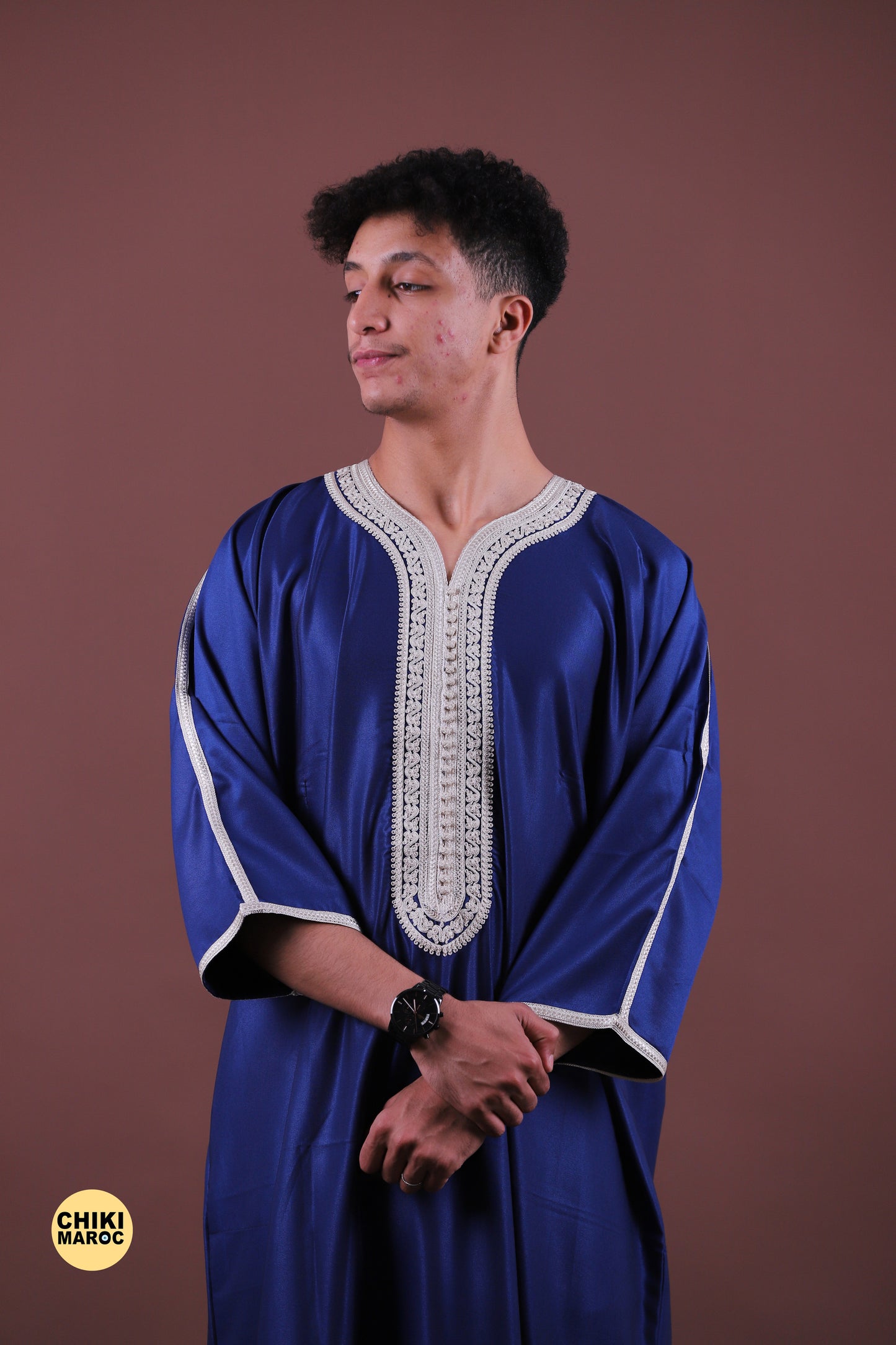 Blue & Grey Moroccan Thobe for Men - Traditional & Stylish