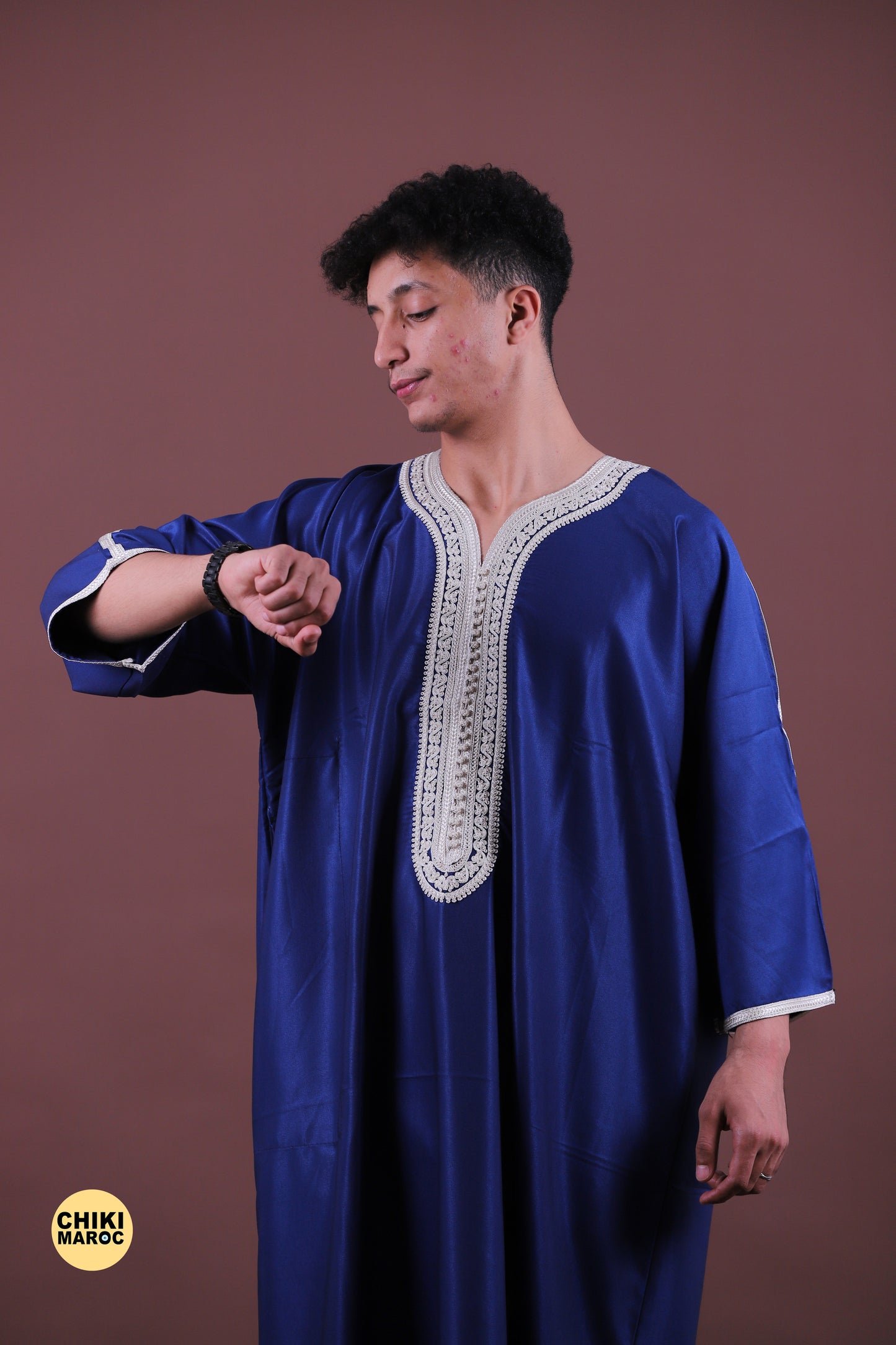 Blue & Grey Moroccan Thobe for Men - Traditional & Stylish