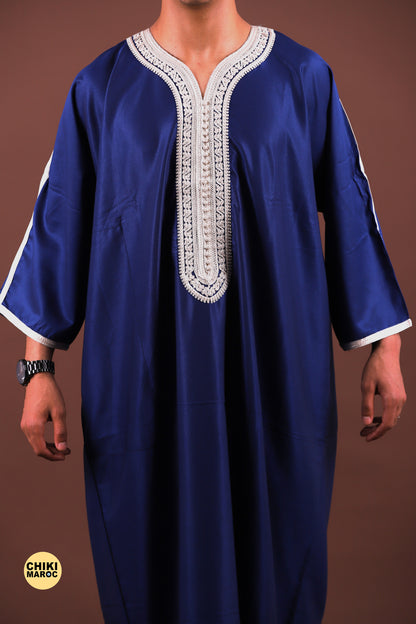 Blue & Grey Moroccan Thobe for Men - Traditional & Stylish