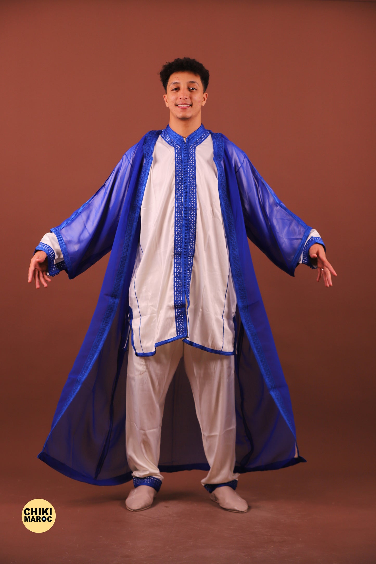 Blue Elegant Moroccan Jabador, Muslim Wedding Dress for Men & Guest