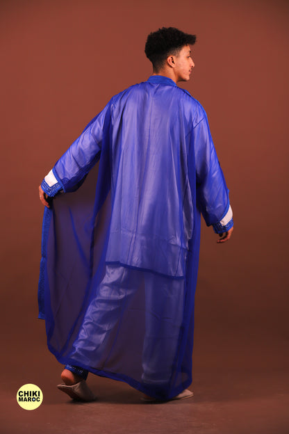 Blue Elegant Moroccan Jabador, Muslim Wedding Dress for Men & Guest