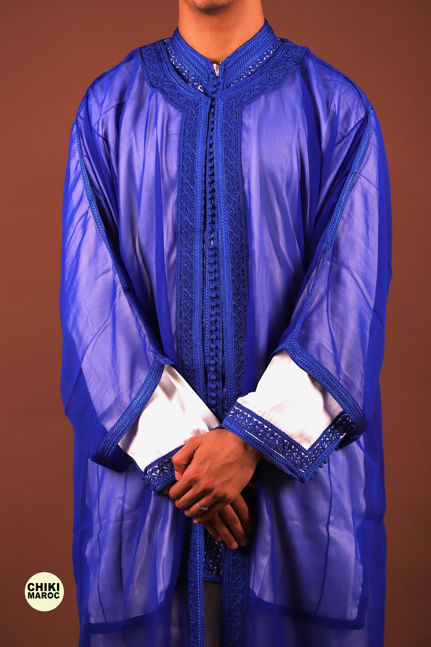 Blue Elegant Moroccan Jabador, Muslim Wedding Dress for Men & Guest