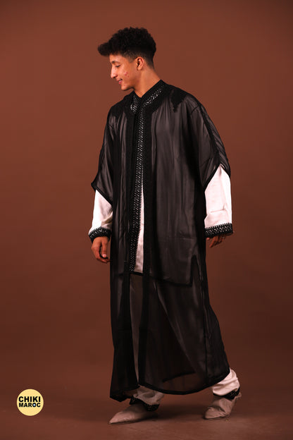 Black Elegant Moroccan Jabador, Islamic Wedding Dress for Men & Guest