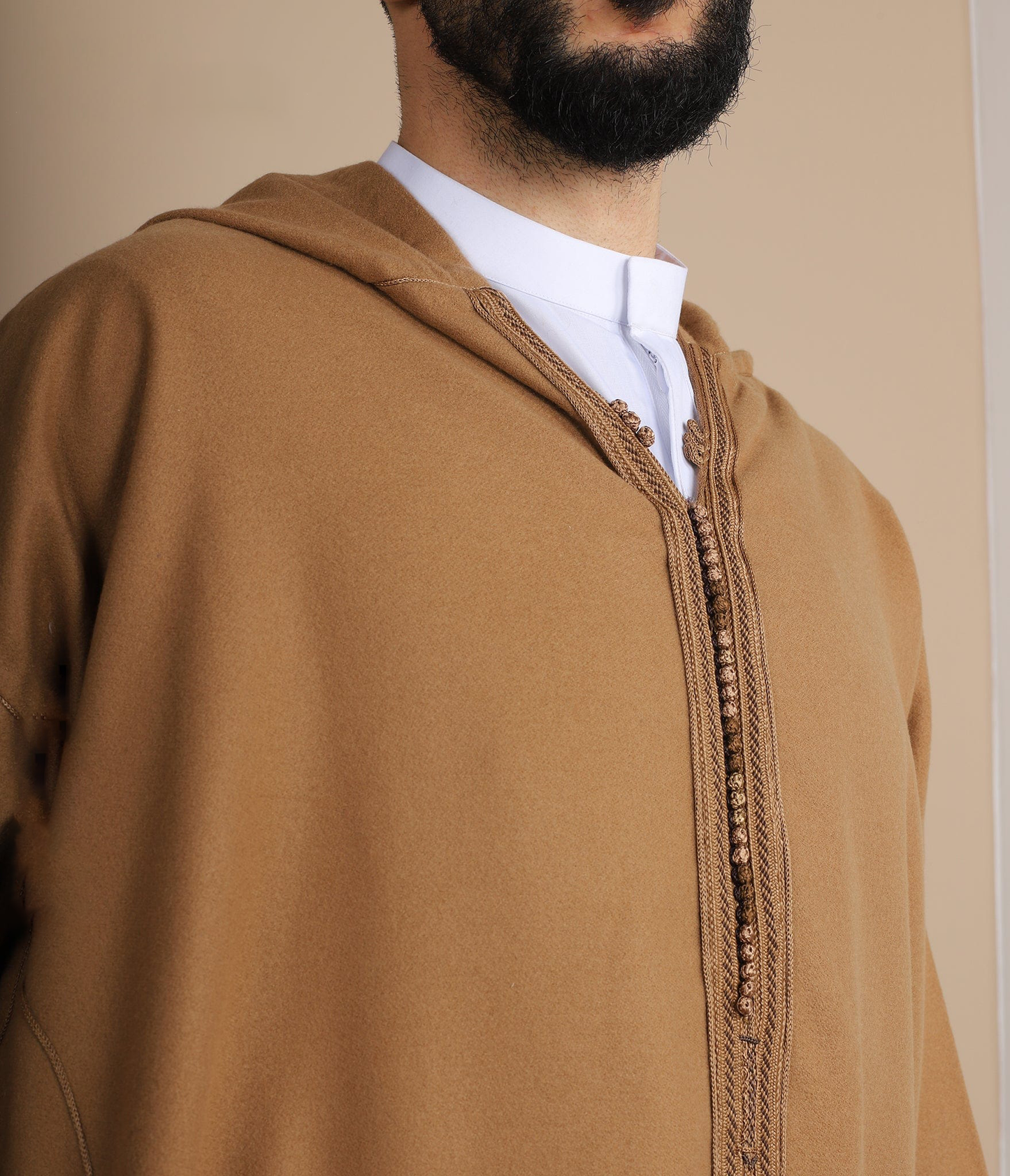 Elegant Moroccan Hooded Djellaba - Brown Moroccan Thobe