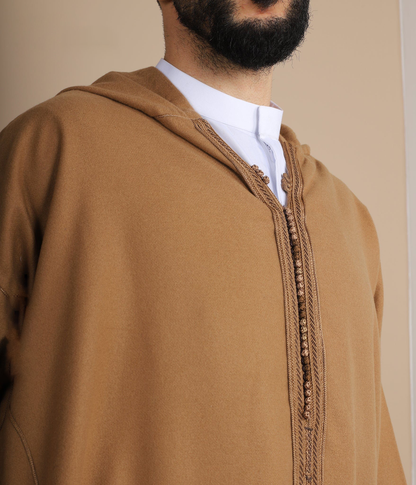 Elegant Moroccan Hooded Djellaba - Brown Moroccan Thobe