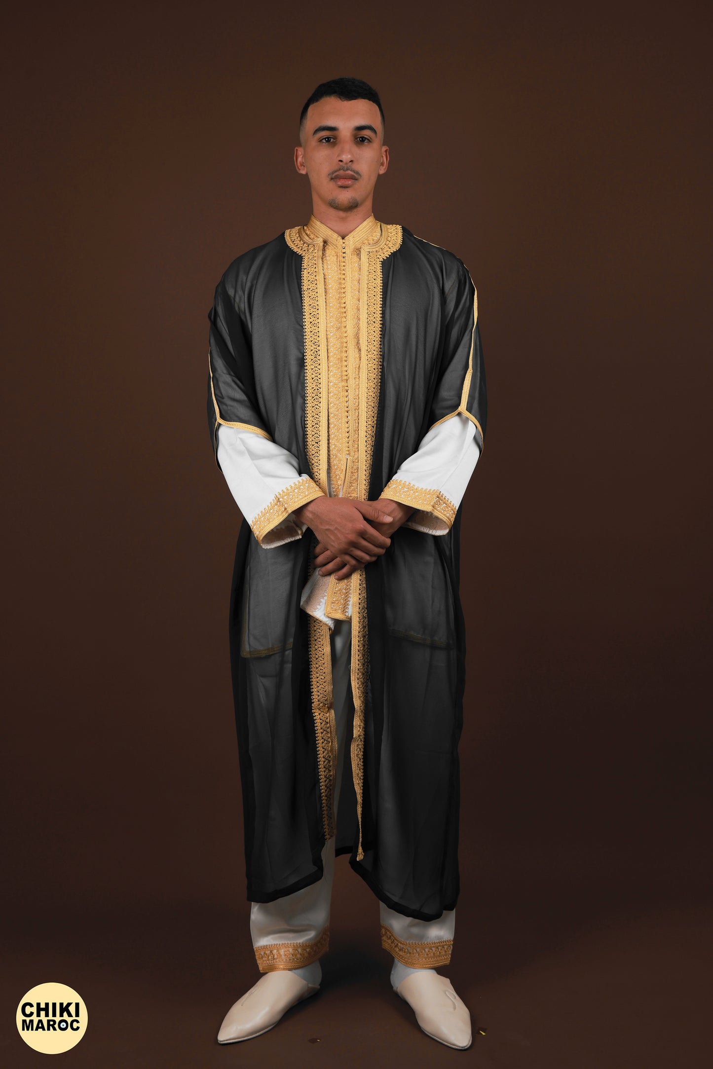 Black & Gold Moroccan Jabador, Muslim Wedding Dress for Men