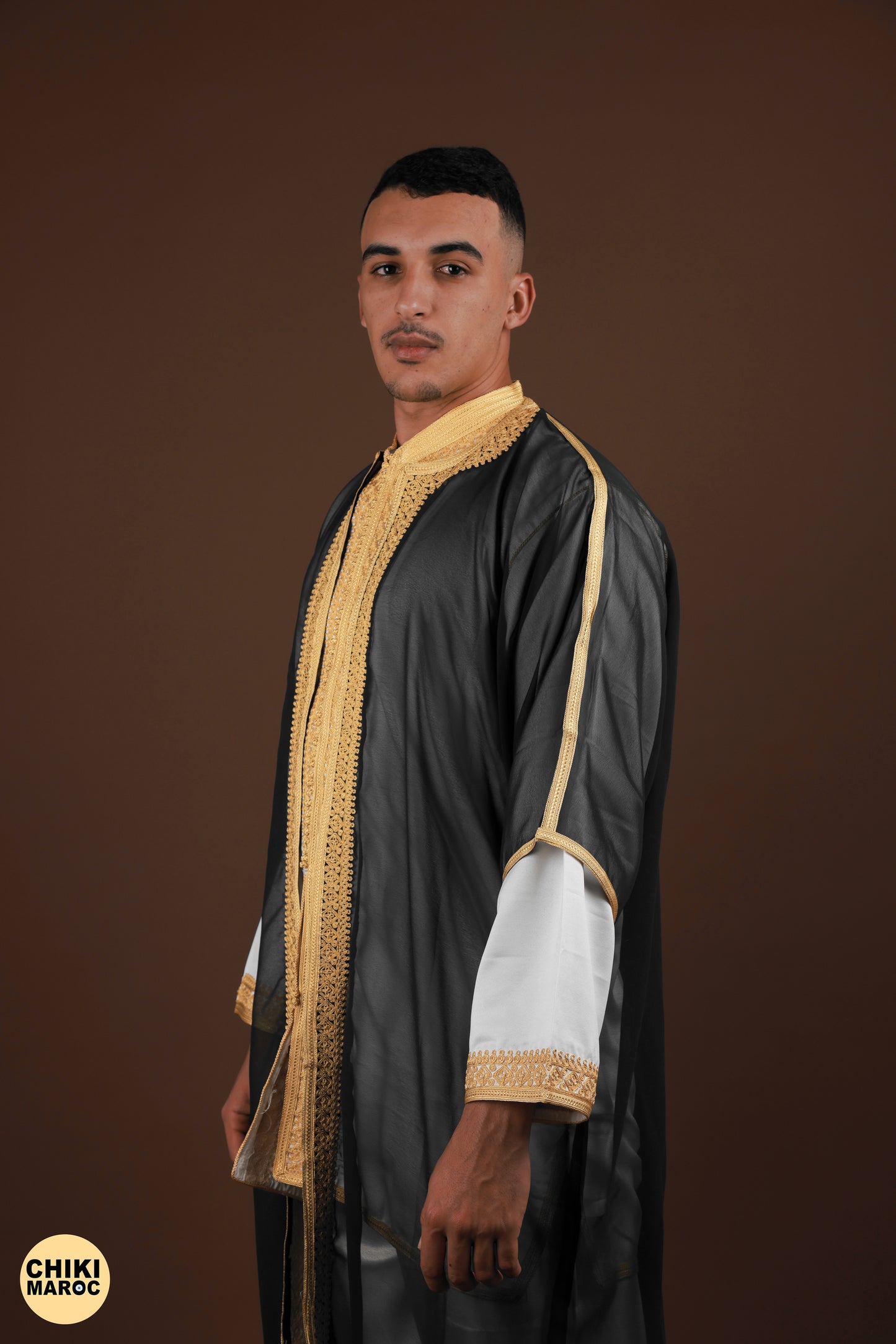 Black & Gold Moroccan Jabador, Muslim Wedding Dress for Men