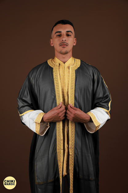 Black & Gold Moroccan Jabador, Muslim Wedding Dress for Men