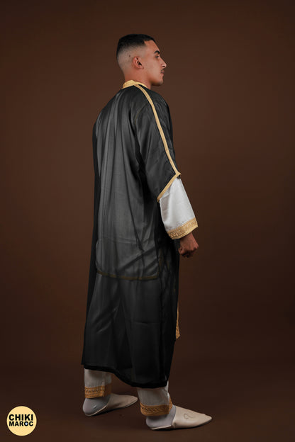 Black & Gold Moroccan Jabador, Muslim Wedding Dress for Men