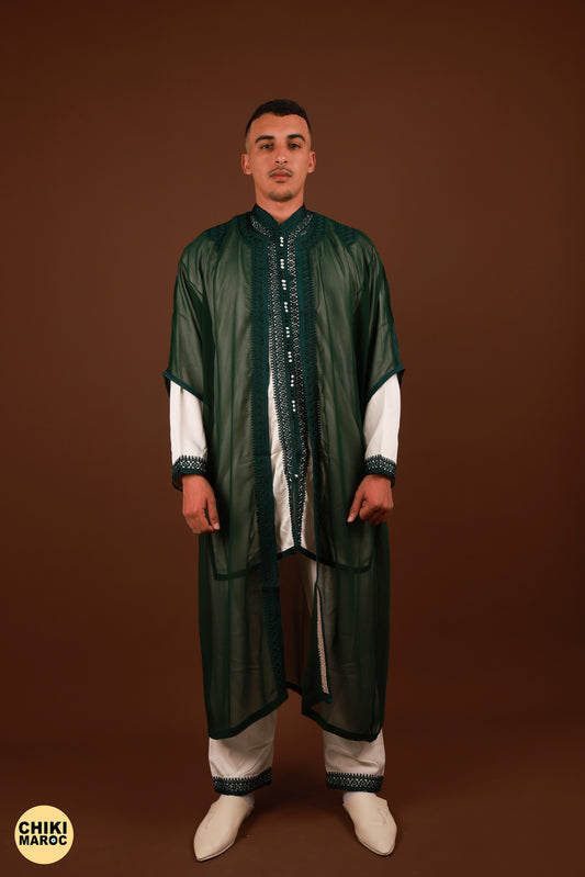 Green Moroccan Jabador, Muslim Wedding Dress for Men