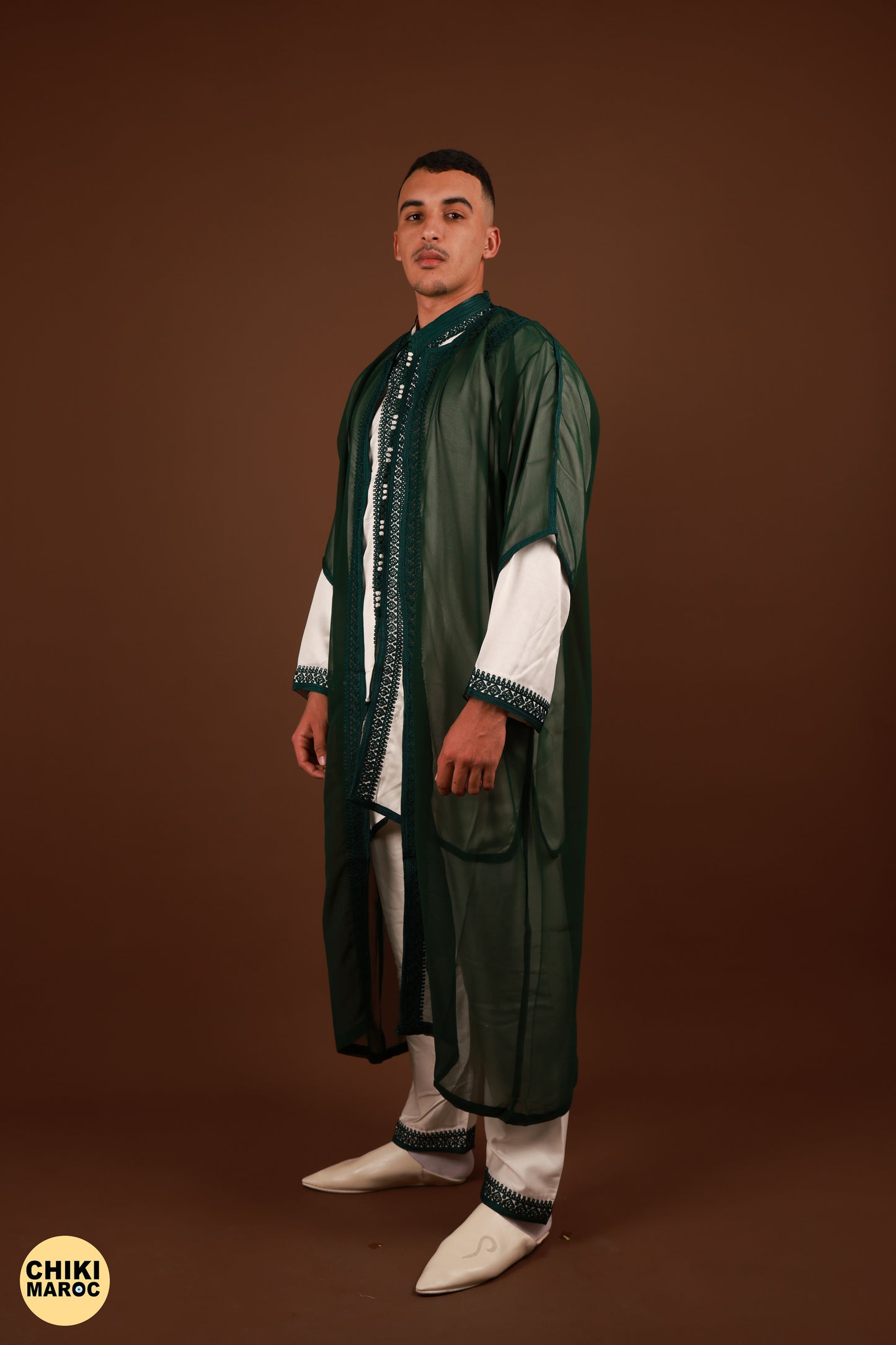 Green Moroccan Jabador, Muslim Wedding Dress for Men