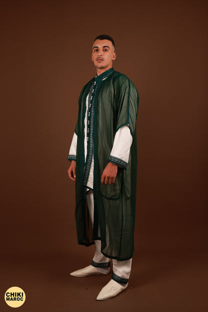 Green Moroccan Jabador, Muslim Wedding Dress for Men