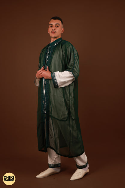 Green Moroccan Jabador, Muslim Wedding Dress for Men