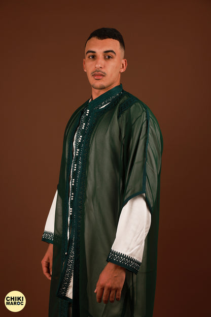 Green Moroccan Jabador, Muslim Wedding Dress for Men