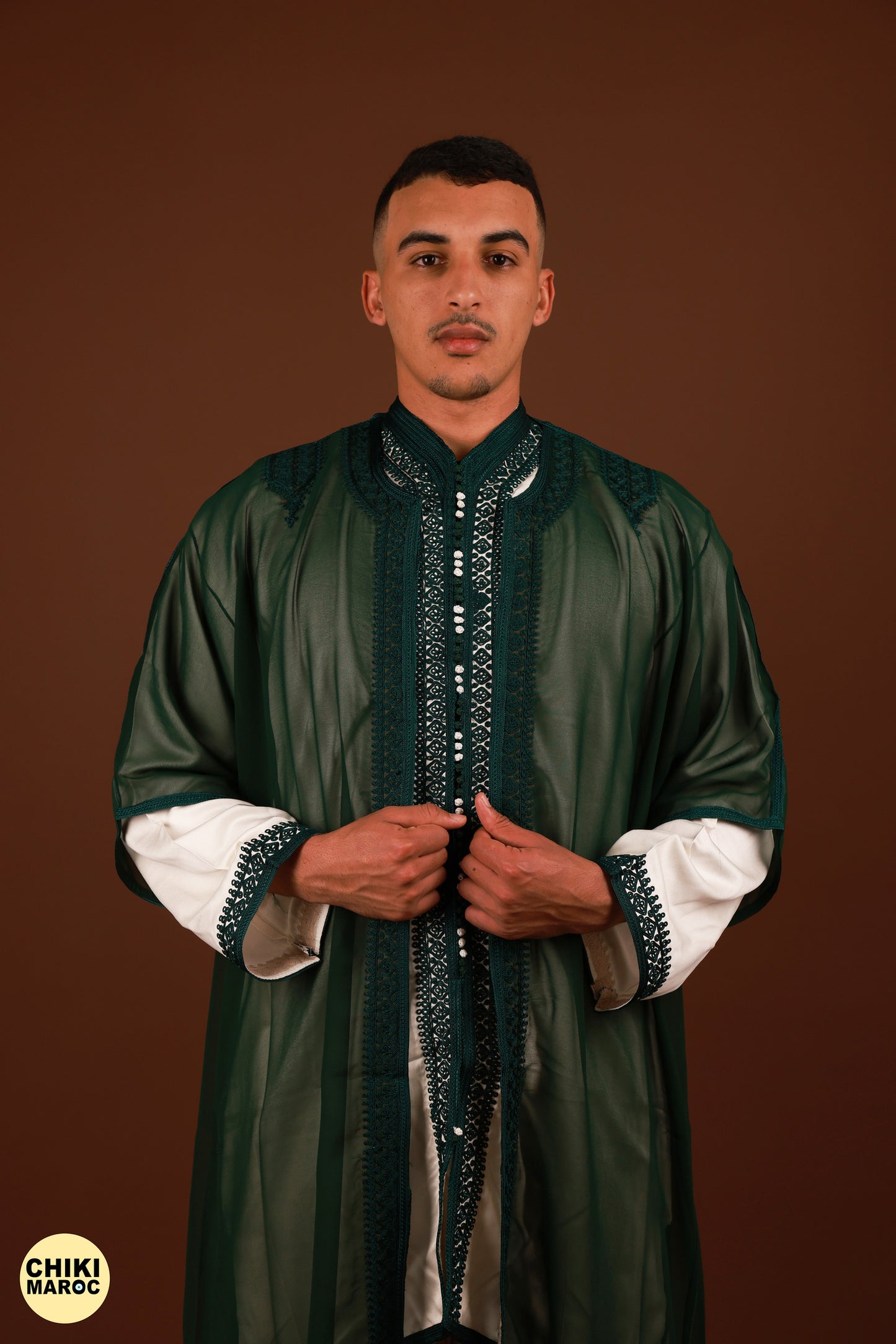 Green Moroccan Jabador, Muslim Wedding Dress for Men