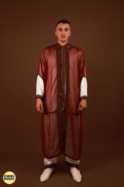 Red Moroccan Jabador, Muslim Nikkah Dress for Men