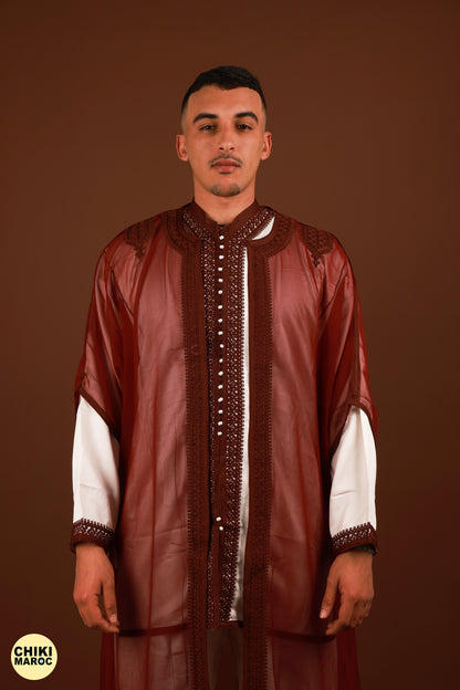 Red Moroccan Jabador, Muslim Nikkah Dress for Men