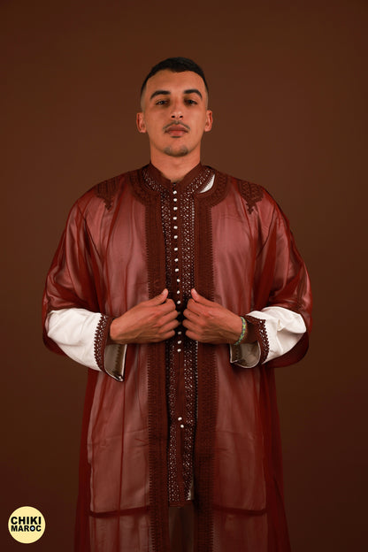 Red Moroccan Jabador, Muslim Nikkah Dress for Men