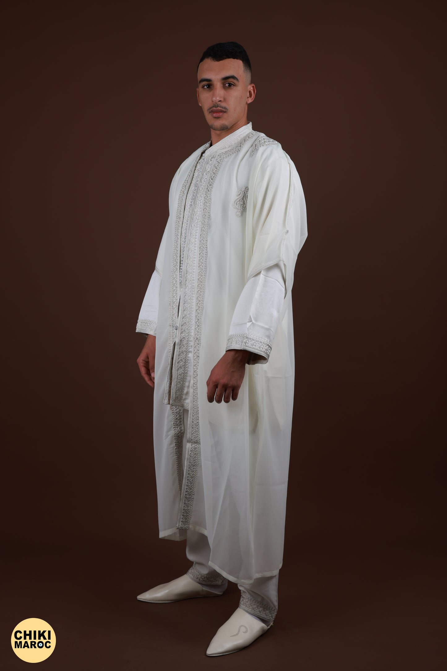 White Moroccan Jabador 3 pieces, Muslim Nikkah Dress for Men